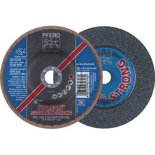 Pferd Polifan Flap Disc SGP Zirconia - Steel Strong 180mm 50 Grit - Pack of 5