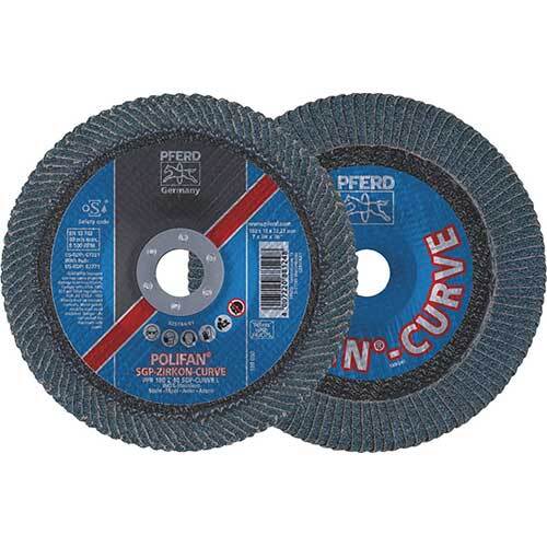 Pferd Polifan Flap Disc SGP Zirconia - Steel/Inox Curve L 180mm - Pack of 5