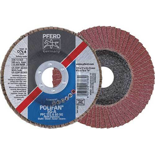 Pferd Polifan Flat Flap Disc Premium Al Oxide - Steelox 100mm 60 Grit - Pack of 10