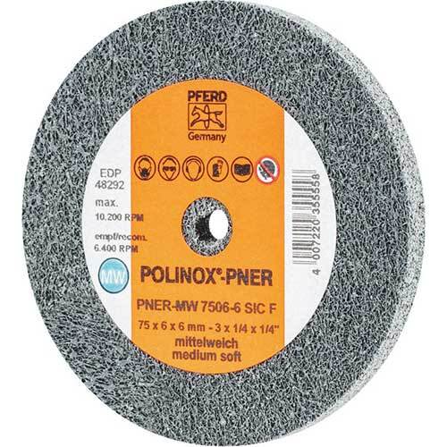 Pferd Polinox PNER Unitized Grinding Wheel Medium Soft 75 x 6mm 44691427 - Pack of 5