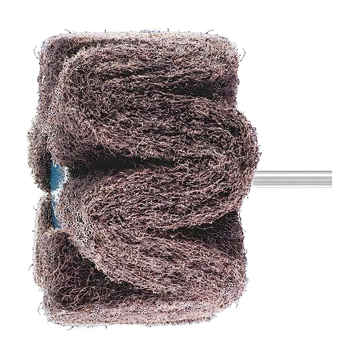 Pferd POLINOX PNG mounted non-woven wheel on a 6 mm shank, greyer brown wavy loops spread wide, shank to the right