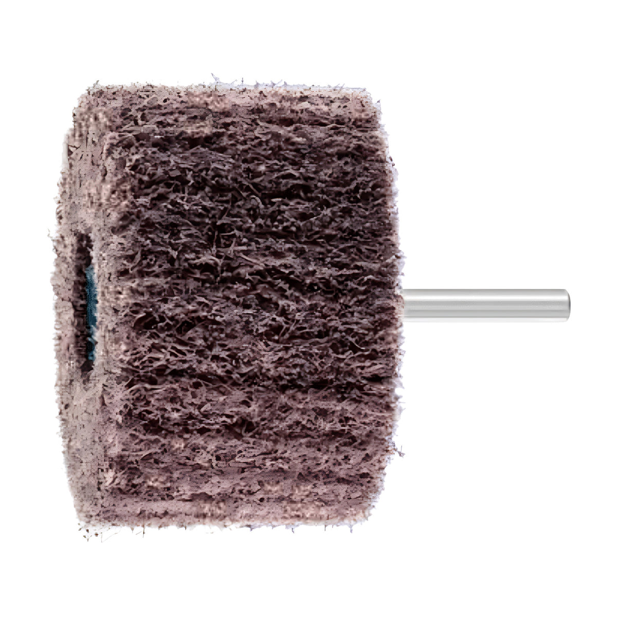 Pferd POLINOX PNL mounted non-woven wheel on a short 6 mm shank, medium dark brown head with slightly frayed fibres