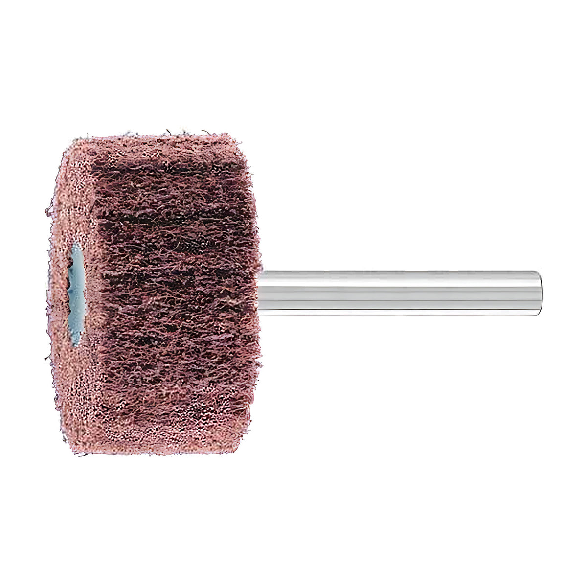 Pferd POLINOX PNL mounted non-woven wheel on a 6 mm shank, small pink-brown head with darker banding