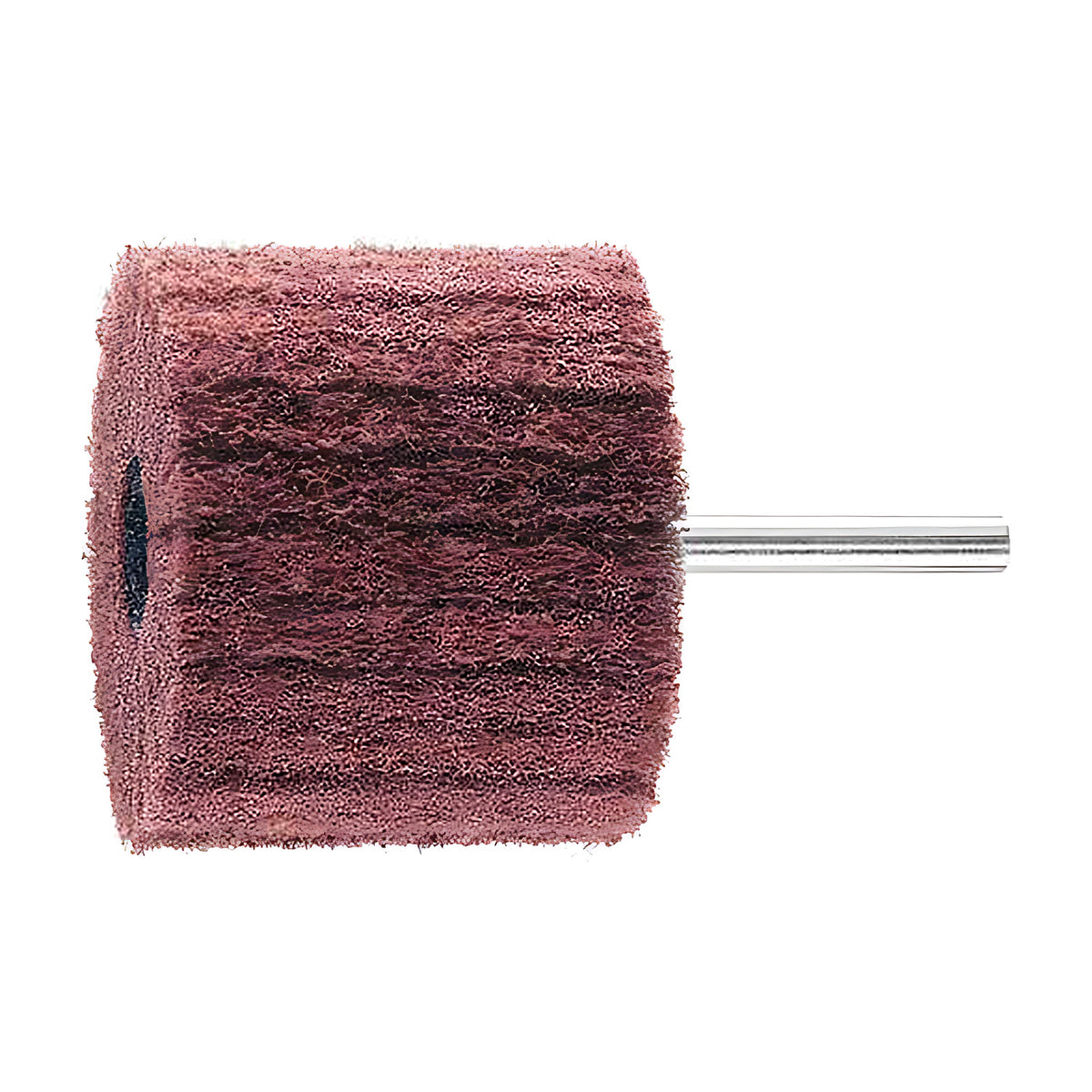Pferd POLINOX PNL mounted non-woven wheel on a 6 mm shank, medium pink head with striped bands
