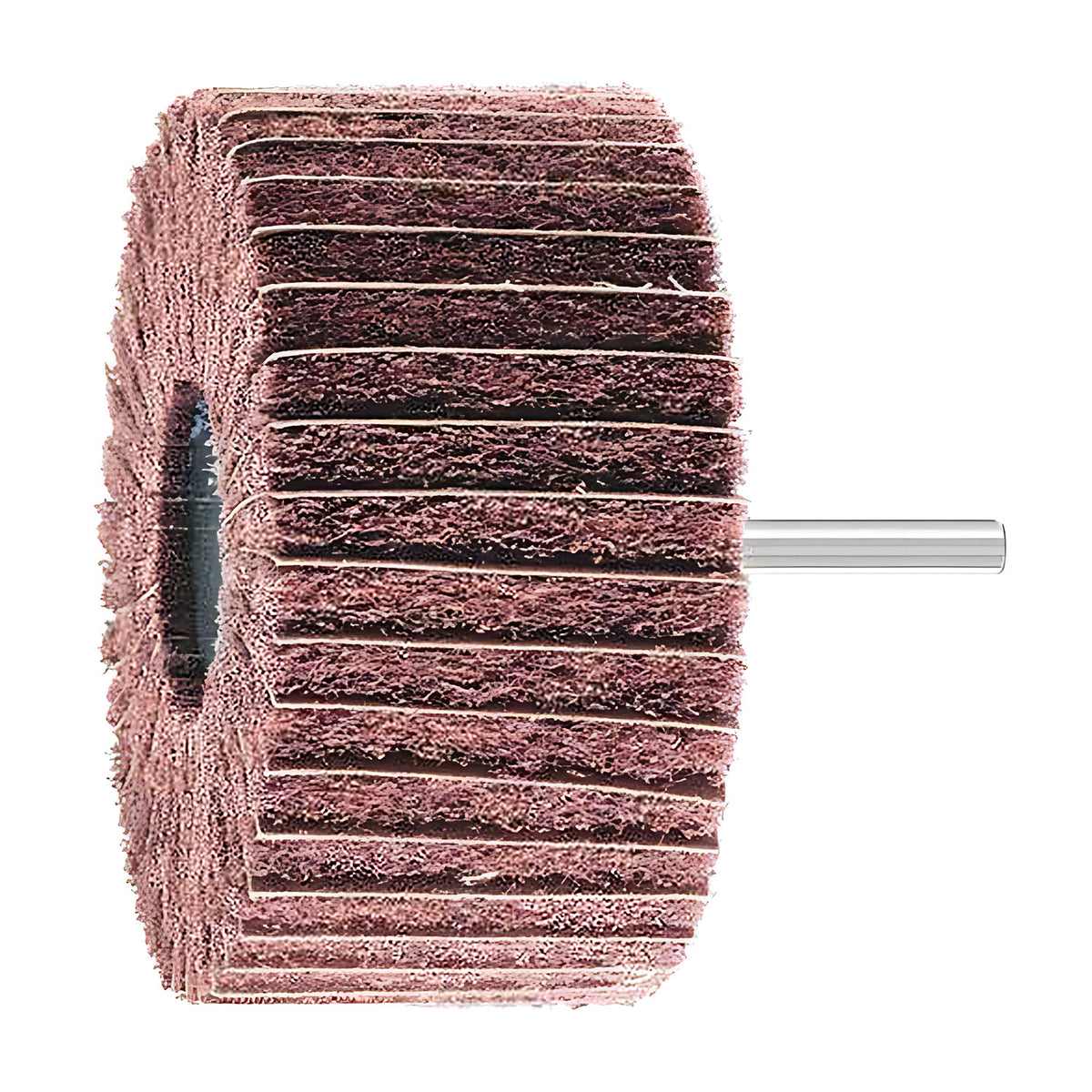 Pferd POLINOX PNZ mounted non-woven wheel on a 6 mm shank, large pink-brown head with wide strips