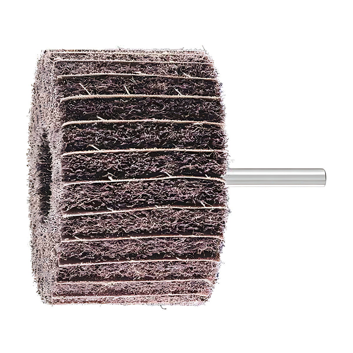 Pferd POLINOX PNZ mounted non-woven wheel on a 6 mm shank, larger dark head with wide cloth lines