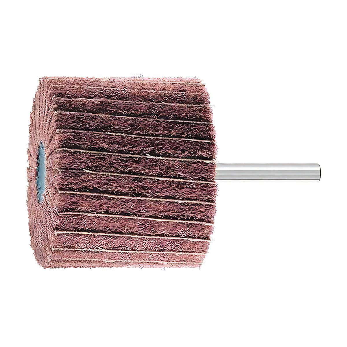 Pferd POLINOX PNZ mounted non-woven wheel on a 6 mm shank, medium pink-brown head with neat cloth lines