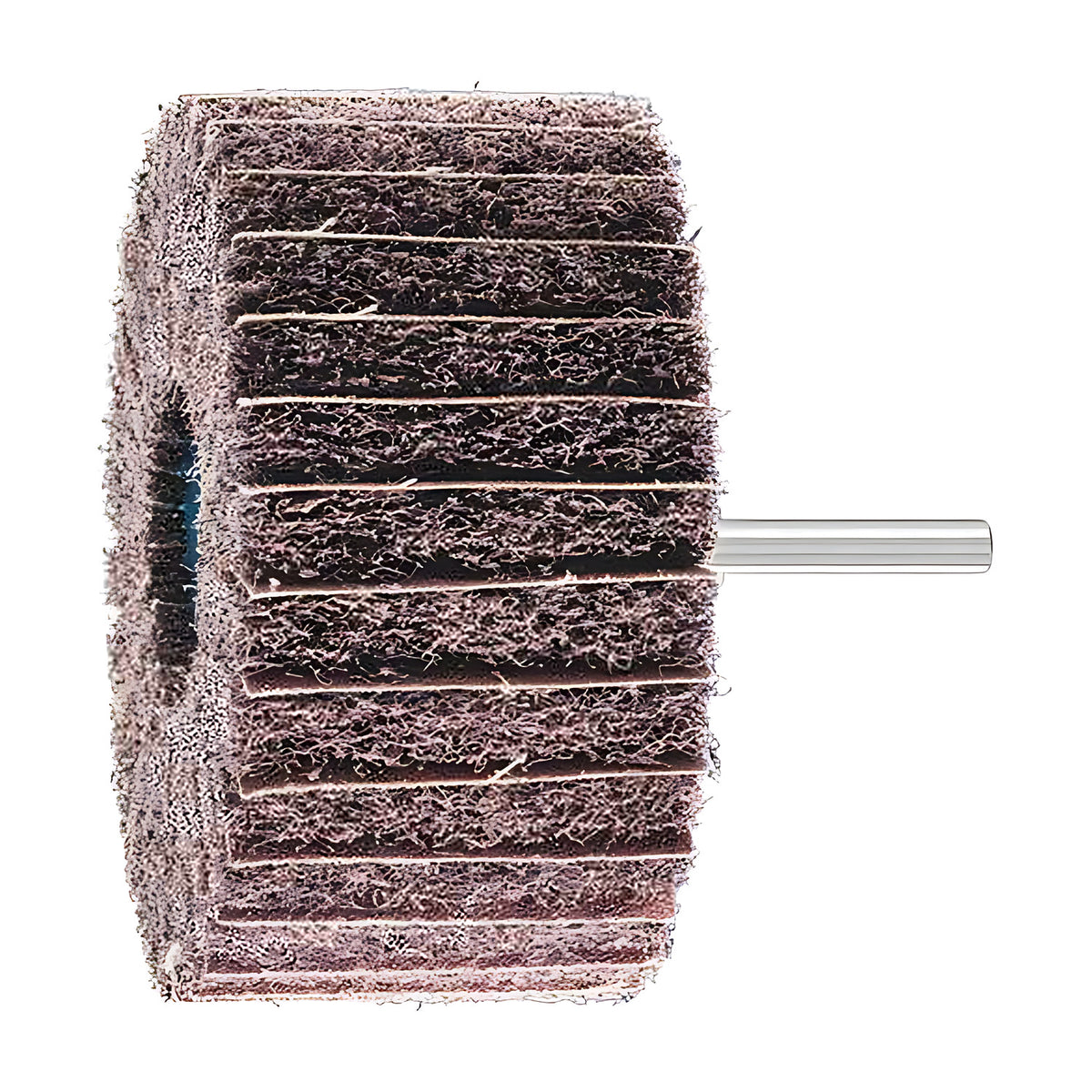Pferd POLINOX PNZ mounted non-woven wheel on a 6 mm shank, large dark brown head with very wide strips