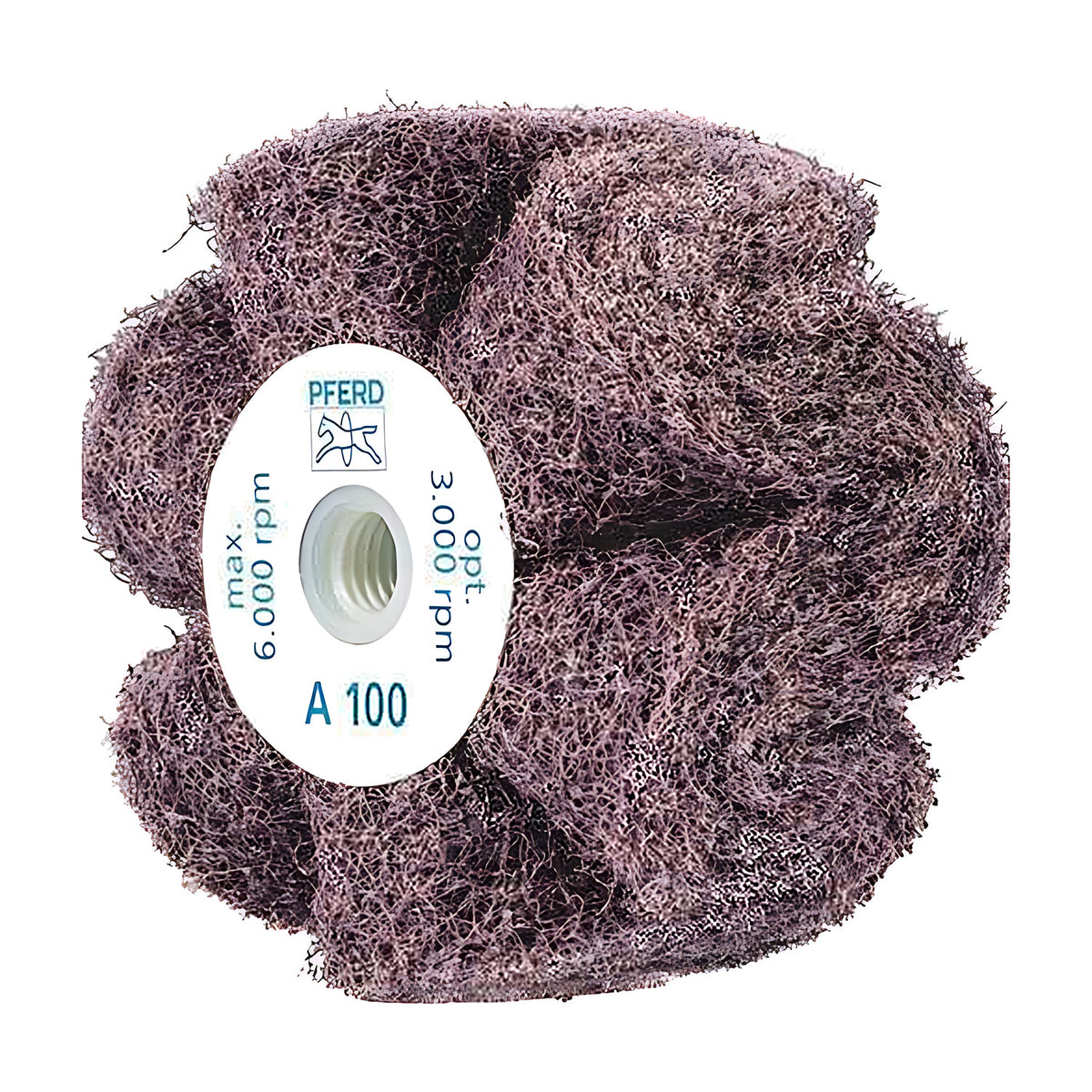Pferd POLINOX PNG threaded wheel 100 x 50 mm, A 100 on the white hub label with a threaded centre, dark brown wavy lobes