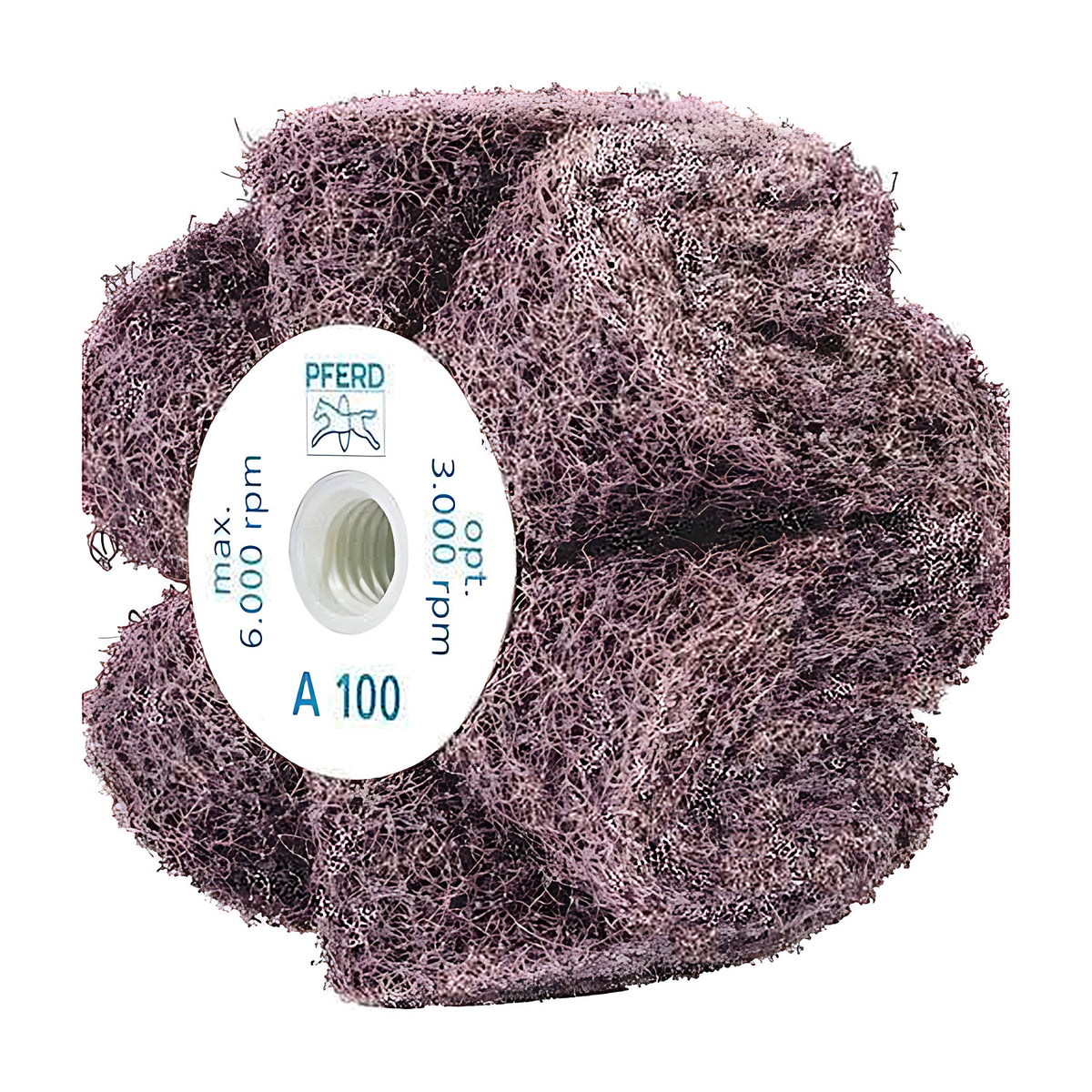 Pferd POLINOX PNG threaded wheel 100 x 50 mm, A 100 on the white hub label, grey-brown wavy lobes, hub turned a little left