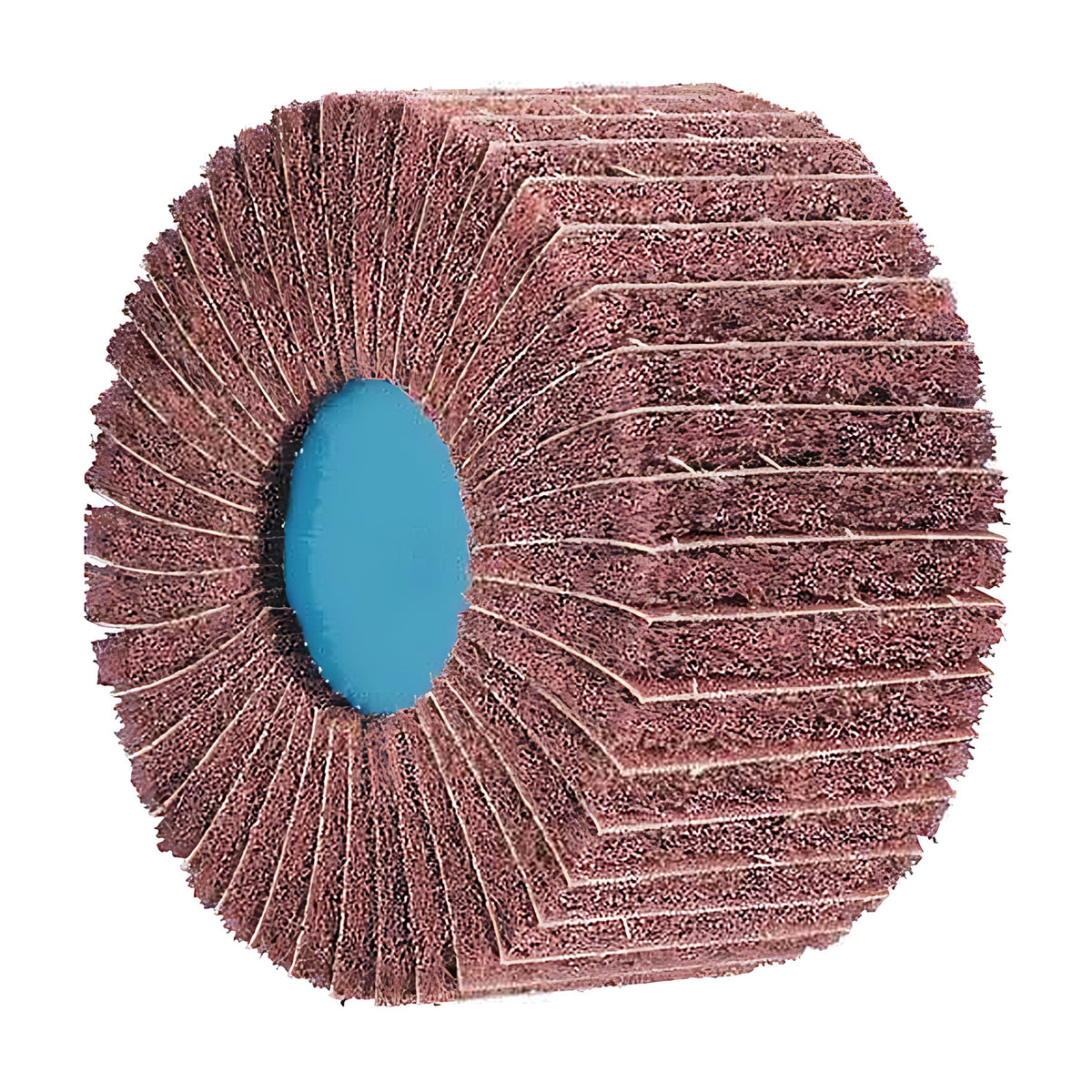 Pferd POLINOX PNZ threaded wheel 100 x 50 mm, blue hub, pinker flaps fanned radially with pale cloth lines