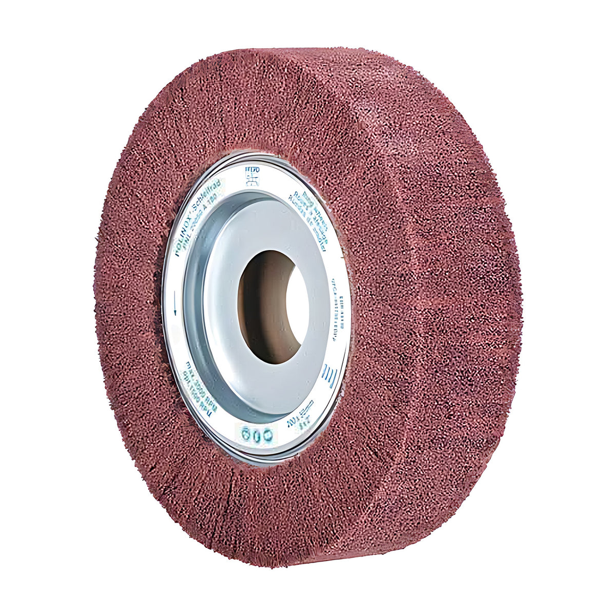 Pferd POLINOX PNL unmounted wheel, larger pink-red wheel tilted to the right with a silver flange and large bore