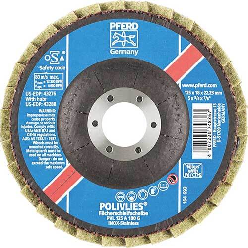 Pferd Polivlies PVL Flap Disc 125mm 100 Grit G 44694111 - Pack of 5