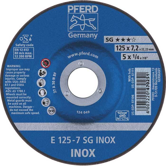 Pferd Premium Grinding Wheel D/C Inox 125 x 7mm 62212623 - Pack of 10