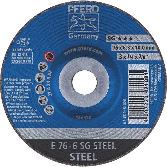 Pferd Premium Grinding Wheel D/C Steel 76 x 6.0mm 62208626 - Pack of 10