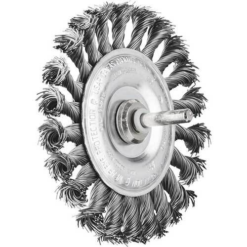 Pferd Shaft Mounted Wheel Brush Twist Knot Steel 100 x 12mm 43108002 - Pack of 10 - AIMS Industrial Supplies