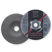 Pferd CC-GRIND-SOLID SG steel disc 180 mm, black label side with a star-shaped hub recess beside the grey back