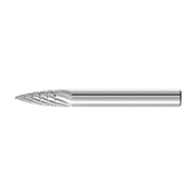 Pferd RBF MX NCC 6 x 18 mm tree burr, slim pointed-nose head with fine cuts, side view with plain shank