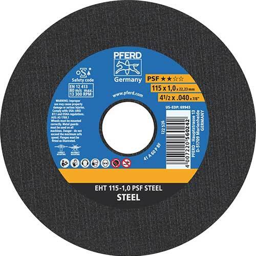 Pferd Ultra Thin Flat Cut-Off Wheel PSF Steel 115 x 1.0mm - Pack of 25