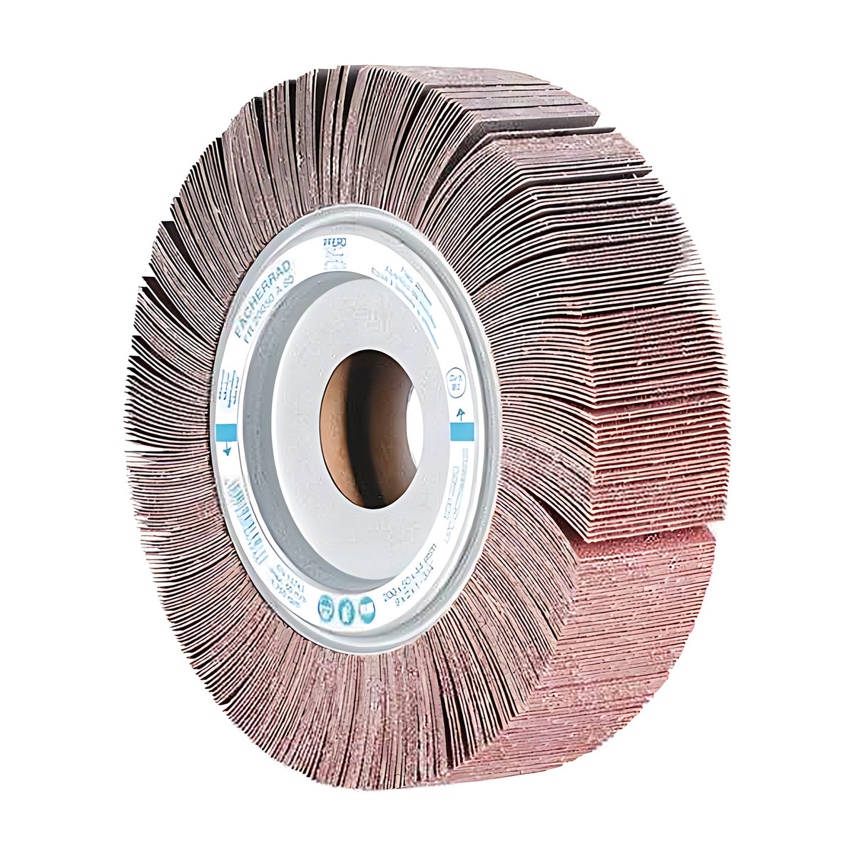 Pferd FR unmounted flap wheel 200 x 50 mm, wide face, brown core in the bore and a stepped flap edge at the upper right