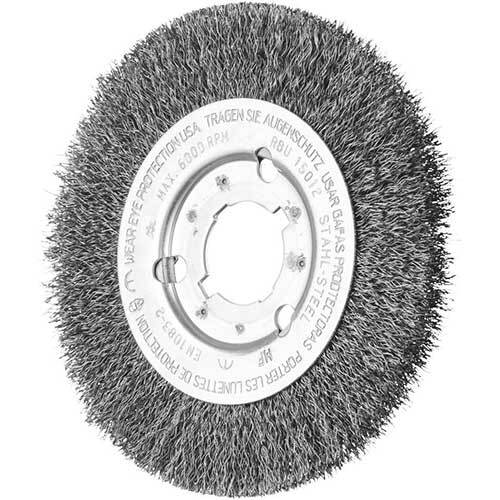 Pferd Wheel Brush with Arbor Hole Crimped Steel Wire 150 x 12mm 43505005 - AIMS Industrial Supplies