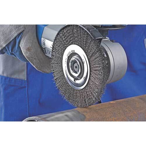 Pferd Wheel Brush with Arbor Hole Crimped Steel Wire 150 x 12mm 43505005 - AIMS Industrial Supplies