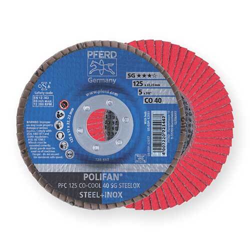 Pfred Polifan Flap Disc SG Ceramic COOL - Steelox 125mm 40 Grit - Pack of 10