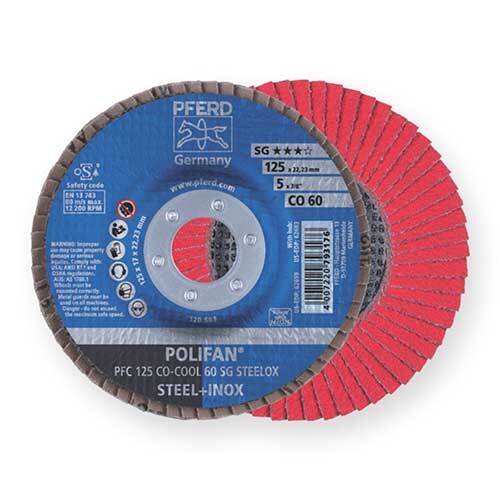 Pfred Polifan Flap Disc SG Ceramic COOL - Steelox 125mm 60 Grit - Pack of 10