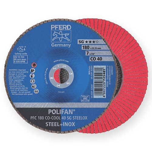 Pfred Polifan Flap Disc SG Ceramic COOL - Steelox 180mm 40 Grit - Pack of 10