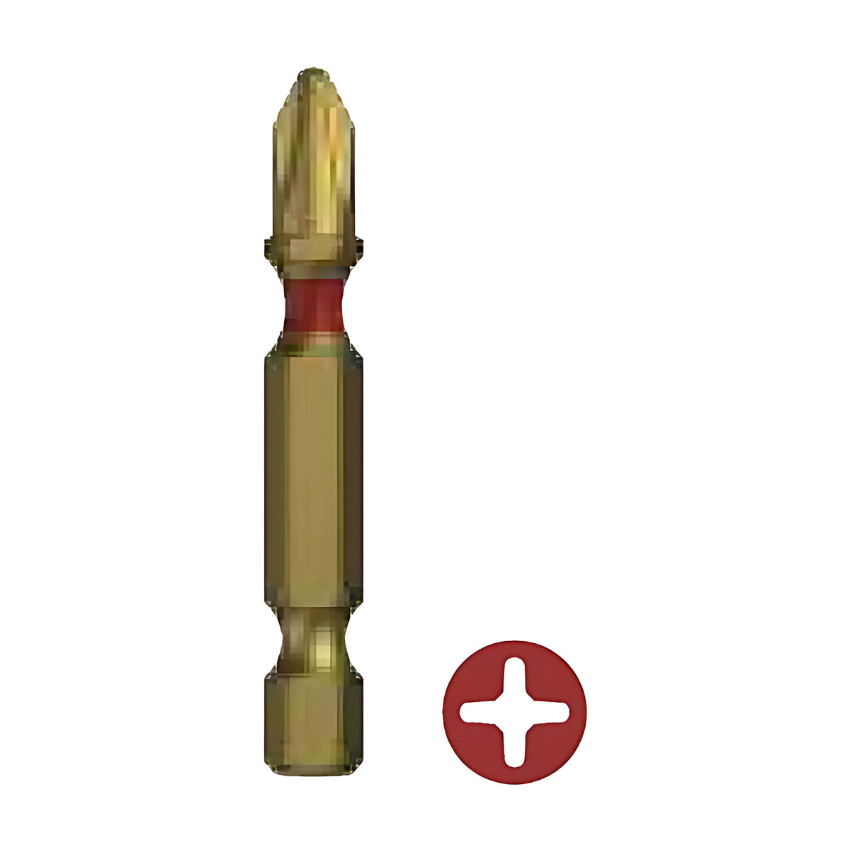 Hobson PH3 x 100mm TiN power Phillips bit, gold-coloured with a red band, Phillips cross icon beside it