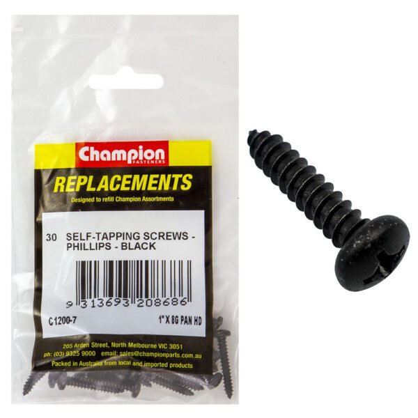 Phillips Pan Head Self Tapping Screw Black ZincRefill - AIMS Industrial Supplies