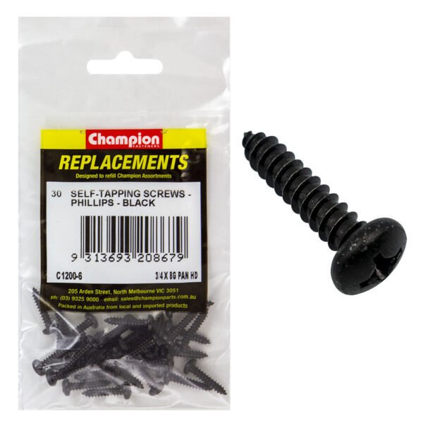 Phillips Pan Head Self Tapping Screw Black ZincRefill - AIMS Industrial Supplies