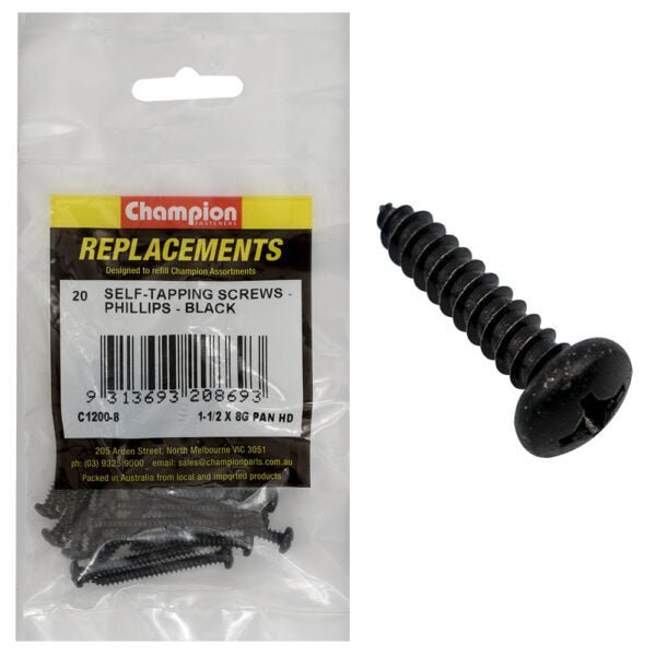 Phillips Pan Head Self Tapping Screw Black ZincRefill - AIMS Industrial Supplies