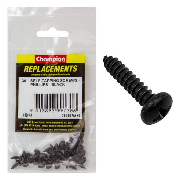 Phillips Pan Head Self Tapping Screw Black ZincRefill - AIMS Industrial Supplies