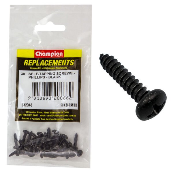 Phillips Pan Head Self Tapping Screw Black ZincRefill - AIMS Industrial Supplies