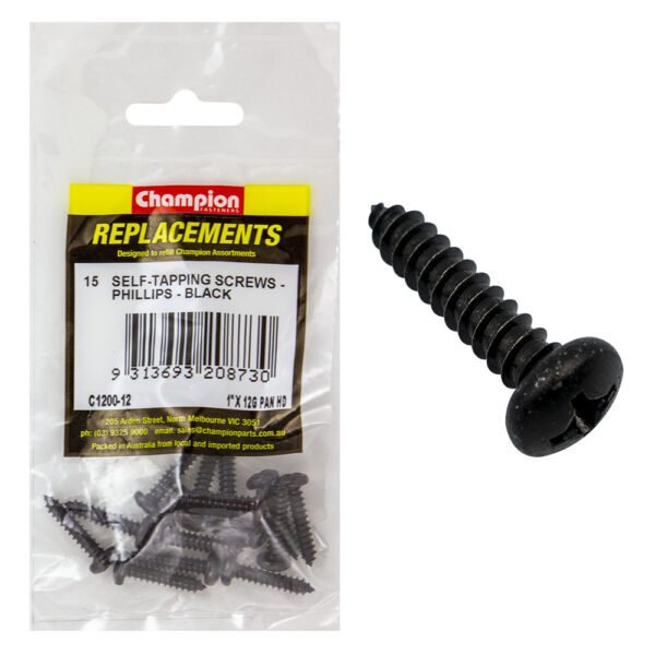 Phillips Pan Head Self Tapping Screw Black ZincRefill - AIMS Industrial Supplies