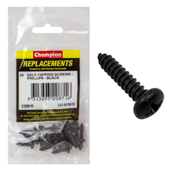 Phillips Pan Head Self Tapping Screw Black ZincRefill - AIMS Industrial Supplies