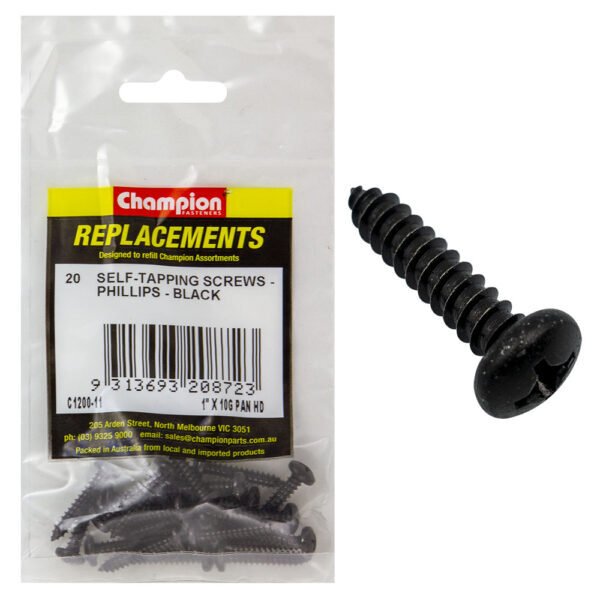 Phillips Pan Head Self Tapping Screw Black ZincRefill - AIMS Industrial Supplies