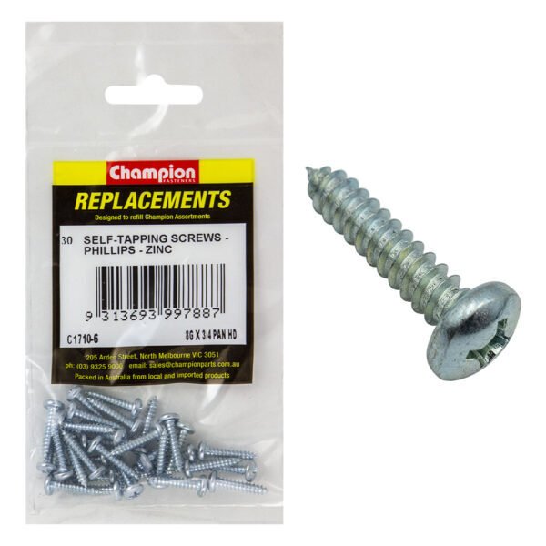 Phillips Pan Head Self Tapping Screw Zinc Plated Refill - AIMS Industrial Supplies