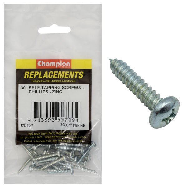 Phillips Pan Head Self Tapping Screw Zinc Plated Refill - AIMS Industrial Supplies