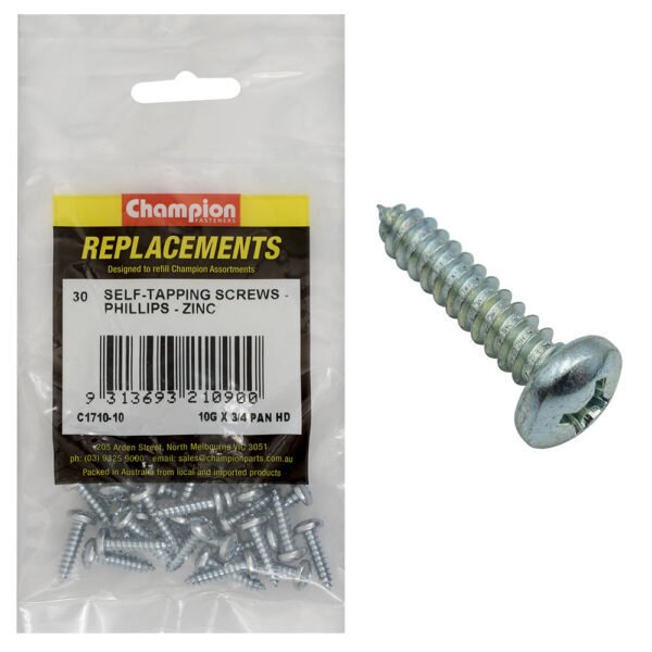 Phillips Pan Head Self Tapping Screw Zinc Plated Refill - AIMS Industrial Supplies