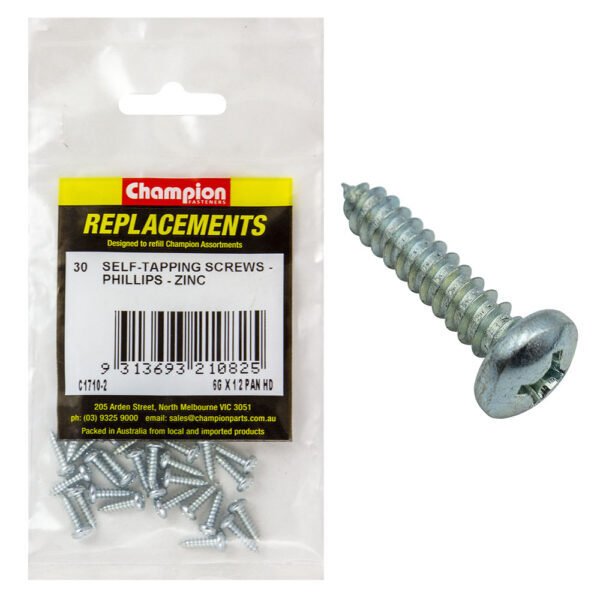 Phillips Pan Head Self Tapping Screw Zinc Plated Refill - AIMS Industrial Supplies
