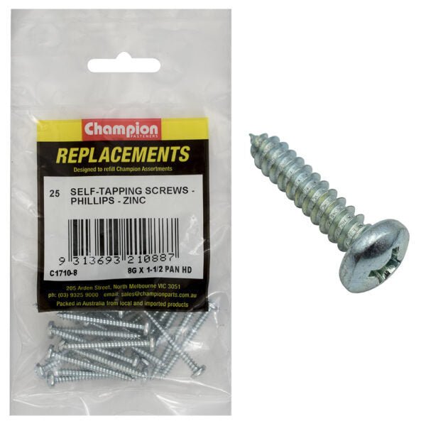 Phillips Pan Head Self Tapping Screw Zinc Plated Refill - AIMS Industrial Supplies