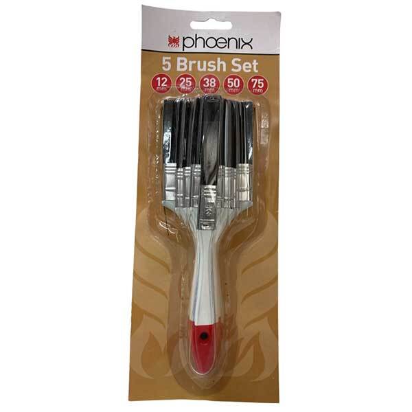 Phoenix 5 Brush Set - 12, 25, 38, 50 and 75mm - AIMS Industrial Supplies