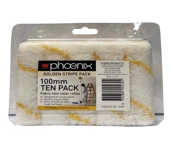 Phoenix Gold Stripe Mini Fabric Roller Cover 100mm - 10/Pack