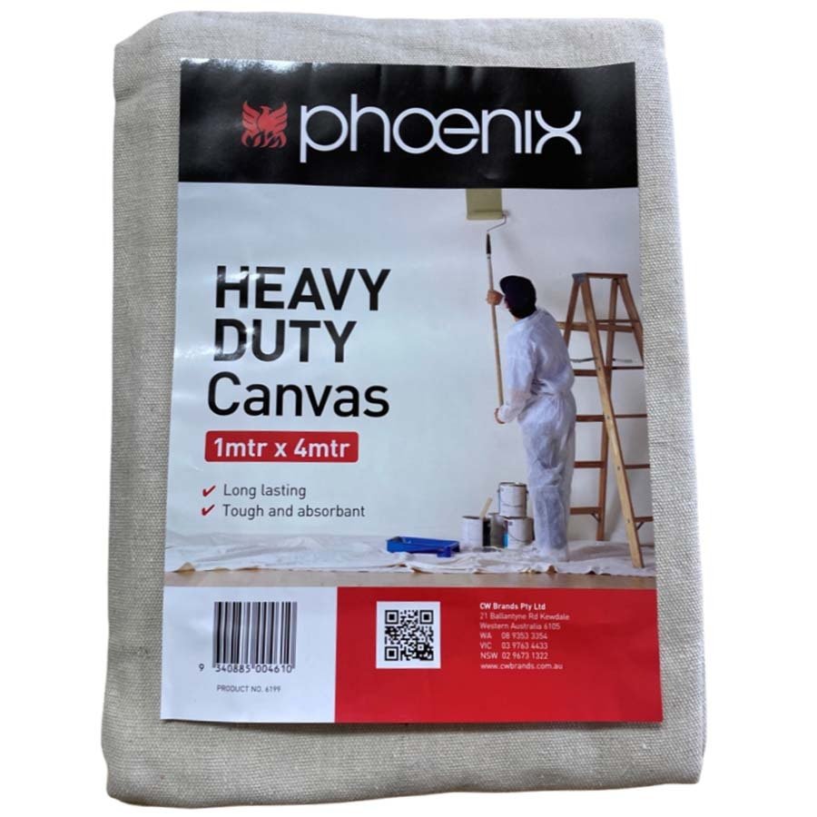 Phoenix Heavy Duty Canvas Drop Sheet - 1 x 4m - AIMS Industrial Supplies
