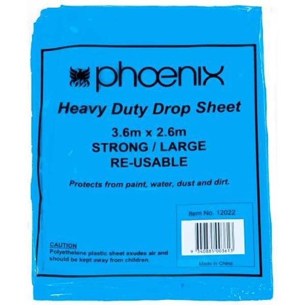 Phoenix Plastic Blue Drop Sheet Heavy Duty 2.6 x 3.6m - AIMS Industrial Supplies