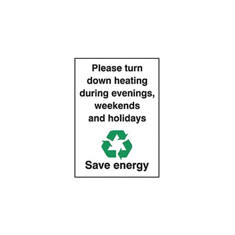 Please Turn Down Heating During Evenings Weekends And Holidays 125 x 90mm Sticker - 5/Pack