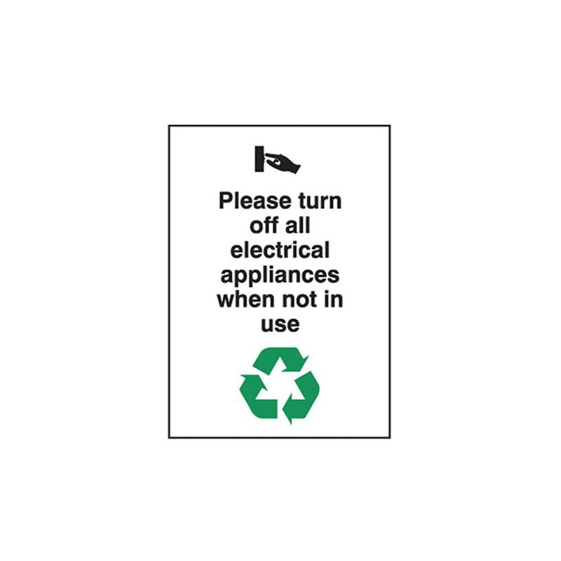 Please Turn Off All Electrical Appliances When Not In Use 300 x 225mm Polypropylene