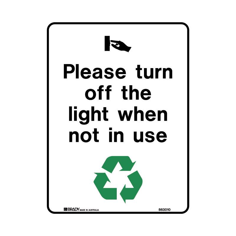 Please Turn Off The Light When Not Is Use 125 x 90mm Self Adhesive Vinyl - 5/Pack